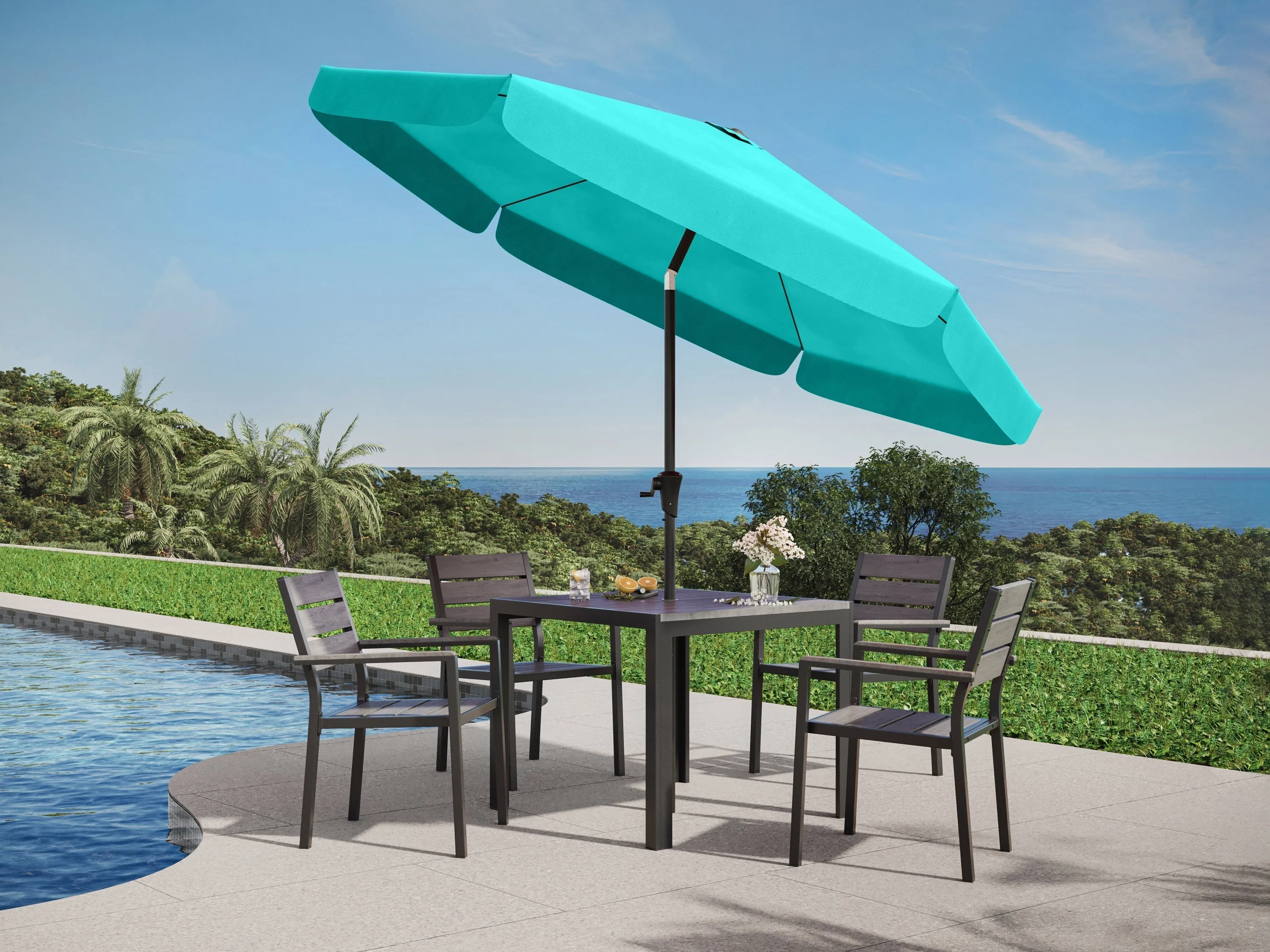 10ft Round Turquoise Patio Umbrella