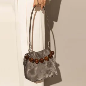 Bead Embellished Statement Shoulder Bag