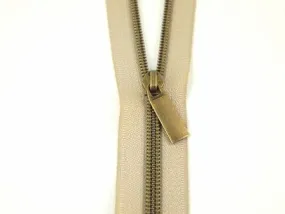 Beige #5 Nylon Antique Coil Zippers: 3 Yards with 9 Pulls - Sallie Tomato