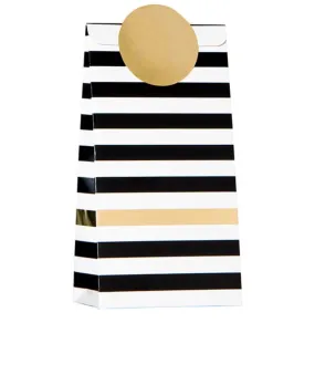 Black White & Gold Stripe Favor Bags l Package 6