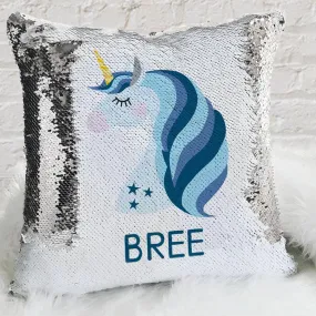 Blue Unicorn Personalized Flip Sequin Decorative Throw Pillowcase