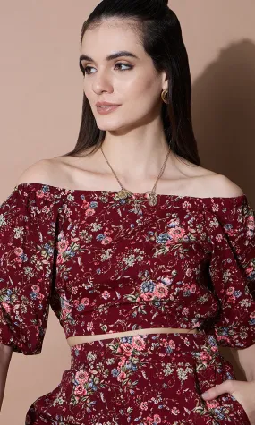 BURGUNDY BLOSSOM CROP TOP