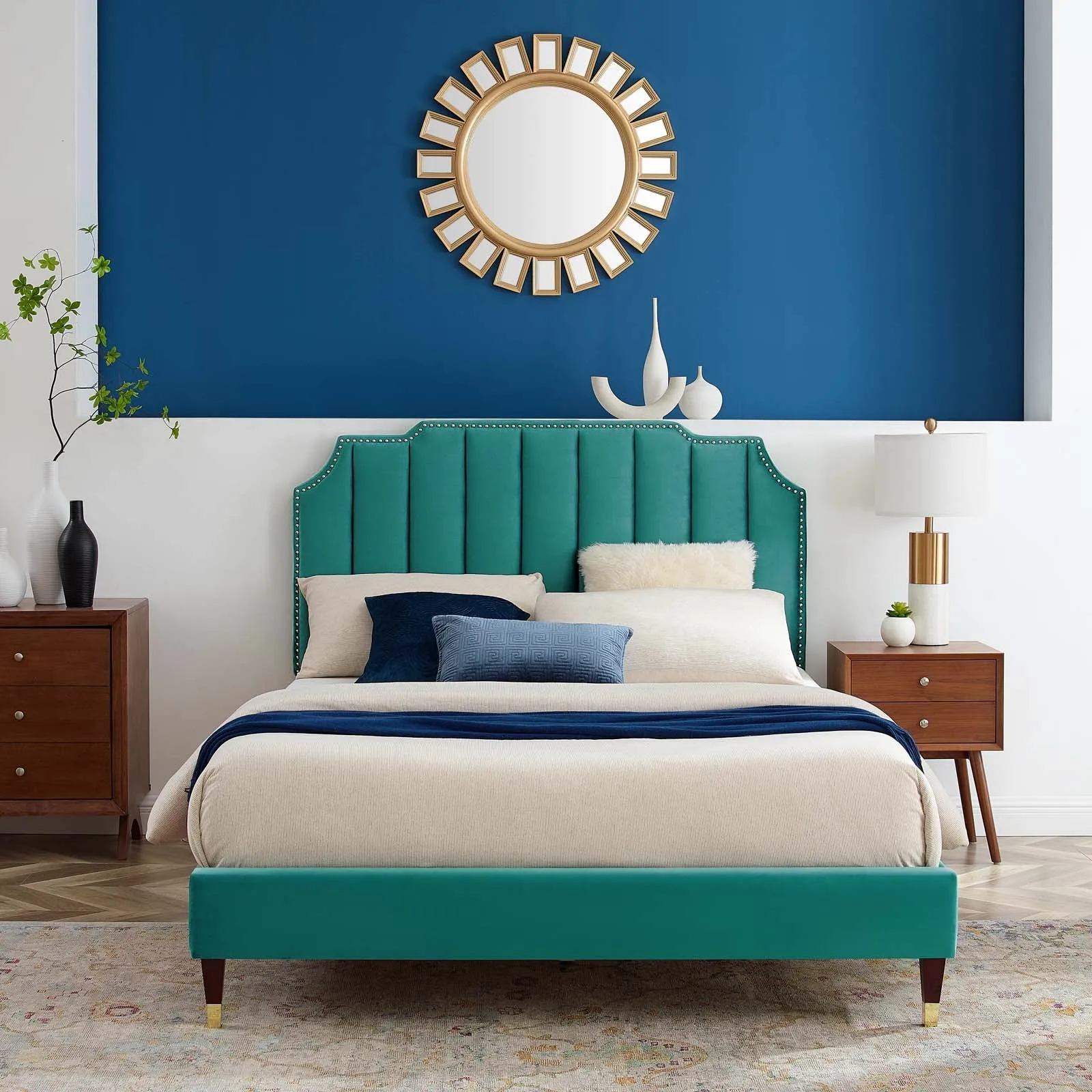 Colette Performance Velvet Platform Bed by Modway