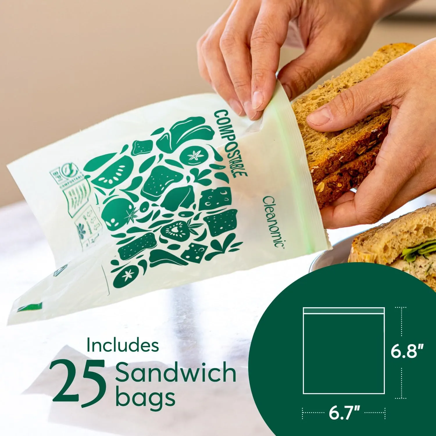 Compostable Food Storage Bag Bundle, Gallon, Quart, Sandwich and Snack Sizes