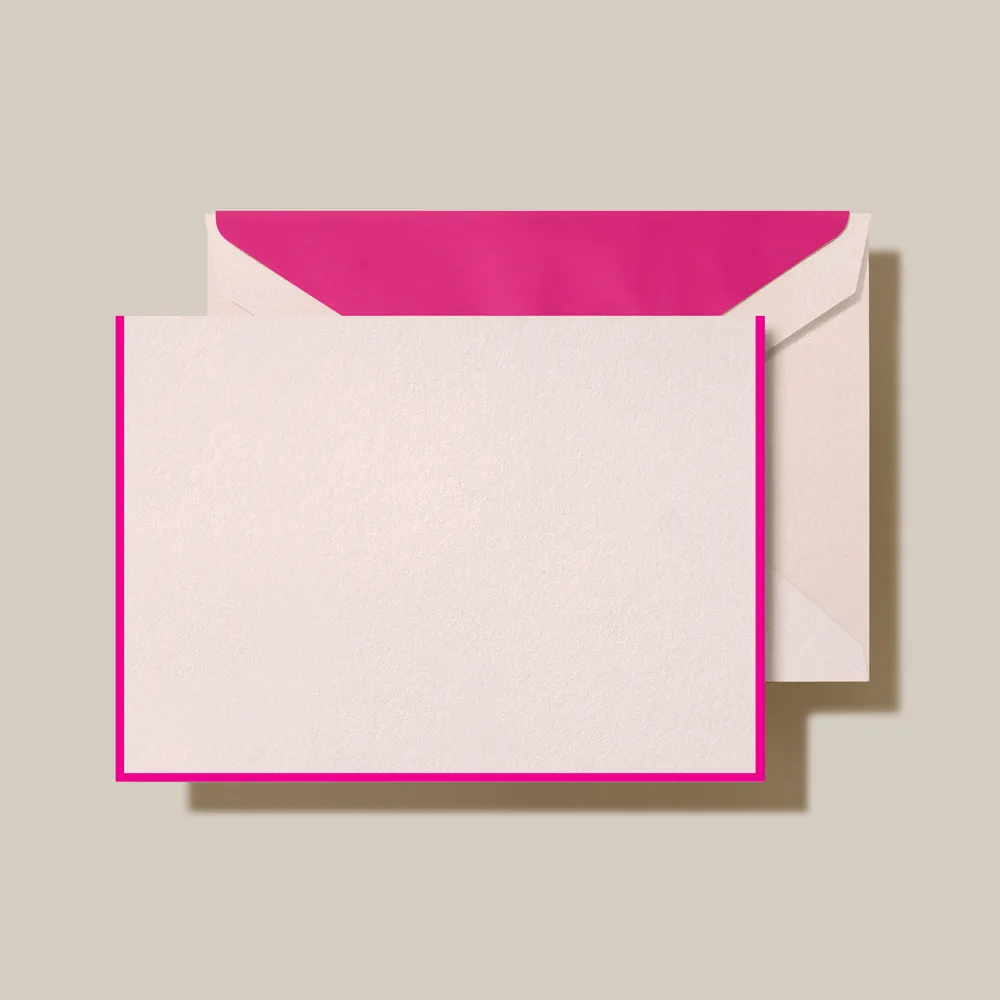 Crane Raspberry Bordered Note Stationery