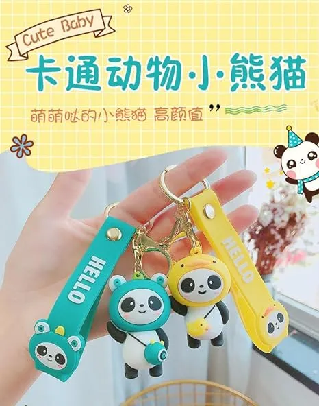 Cute Yellow Panda Model B | 3D Lanyard Keychain | Silicone