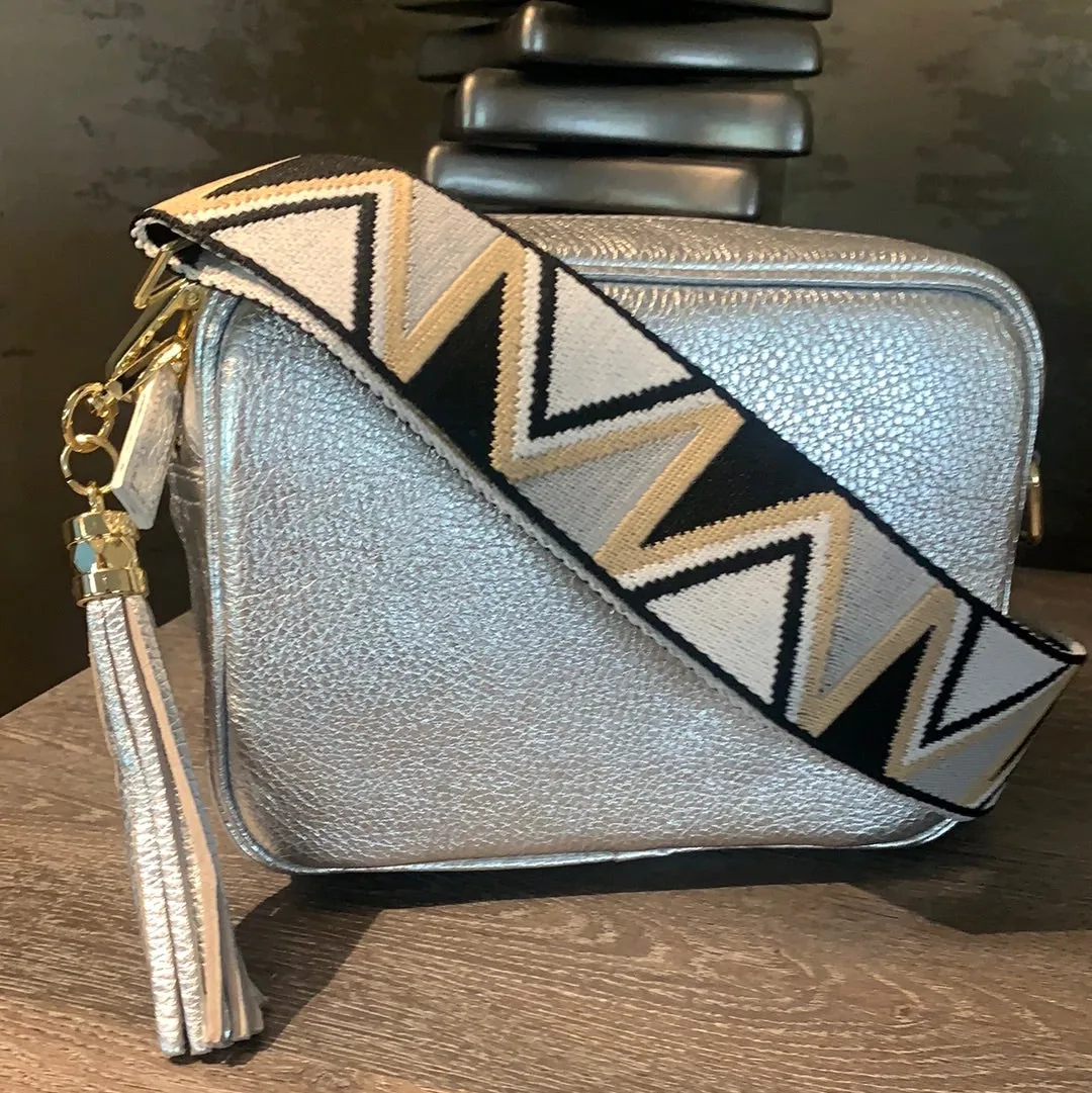 Elie Beaumont Silver Leather Crossbody Bag