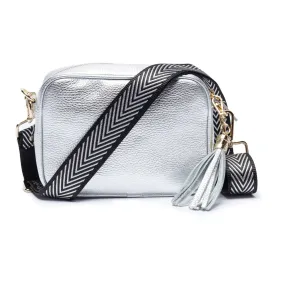 Elie Beaumont Silver Leather Crossbody Bag