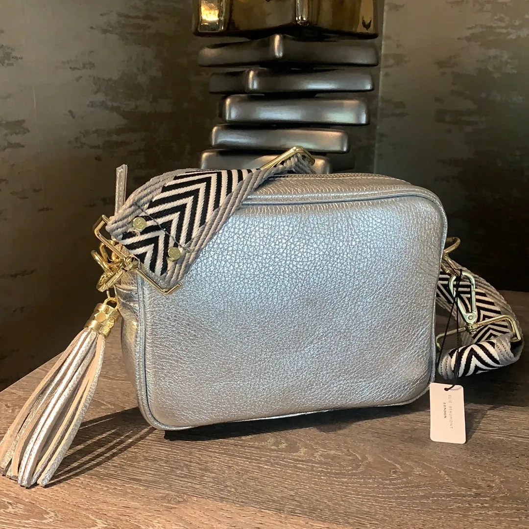 Elie Beaumont Silver Leather Crossbody Bag