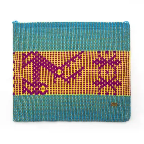 Embroidered Blue Miya Clutch