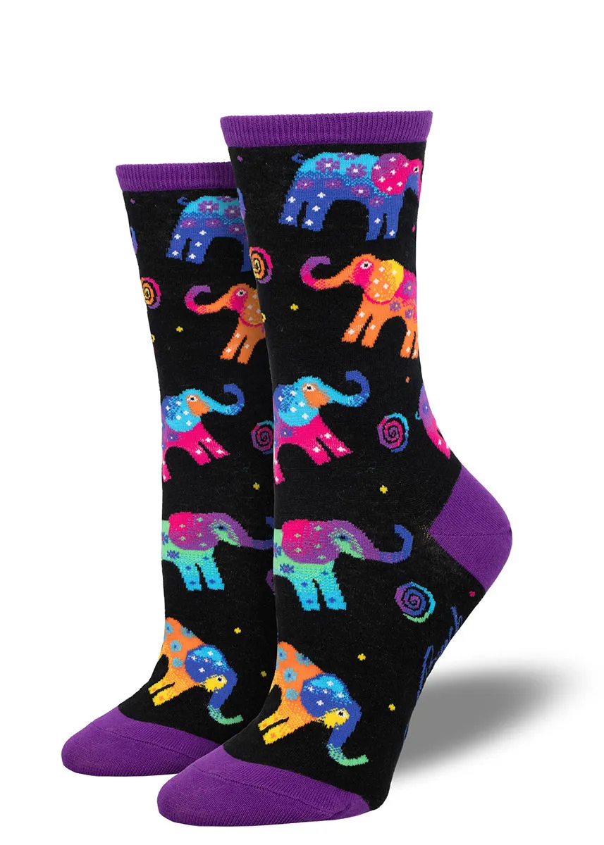 Floral Elephants Laurel Burch Socks