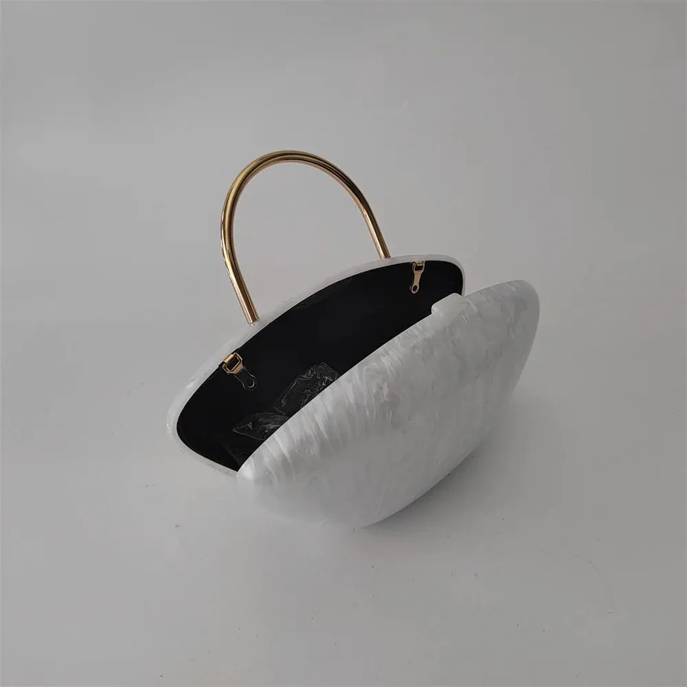 Iridescent Pearl Shell Acrylic Clutch Bag