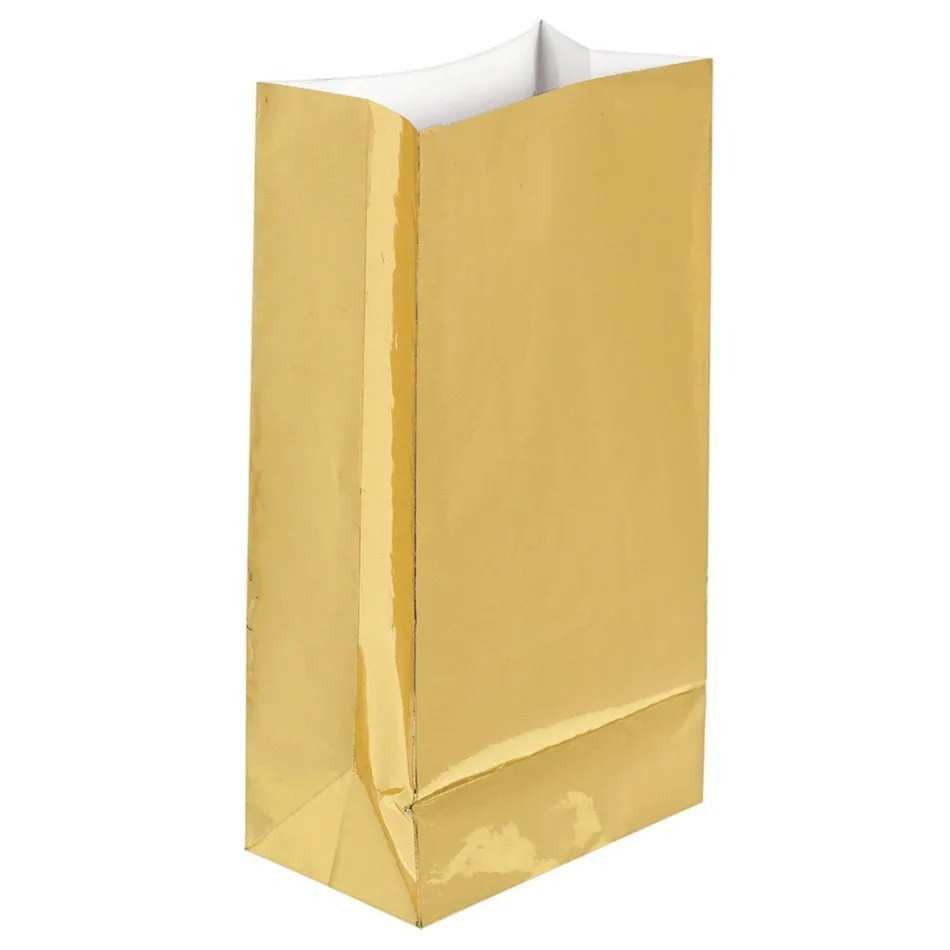 Large Paper Bags Gold Foil 12pk