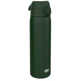 Leak Proof Slim Water Bottle, Stainless Steel, Dark Green, 600ml (20oz)