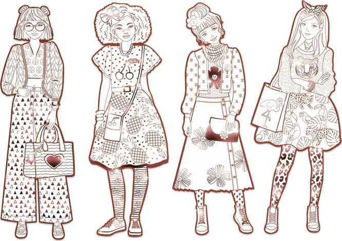 Les Demoiselles Nina & Friends Fashion Colouring Paper Dolls