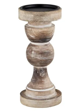 Mango Wood Candlestick - Medium