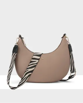 Pia Crescent Shoulder Bag With Crossbody Strap   Zebra Pattern Strap