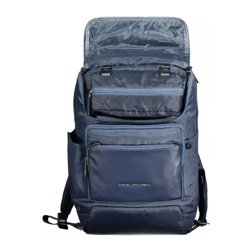 Piquadro Blue Recycled Polyester Men Backpack