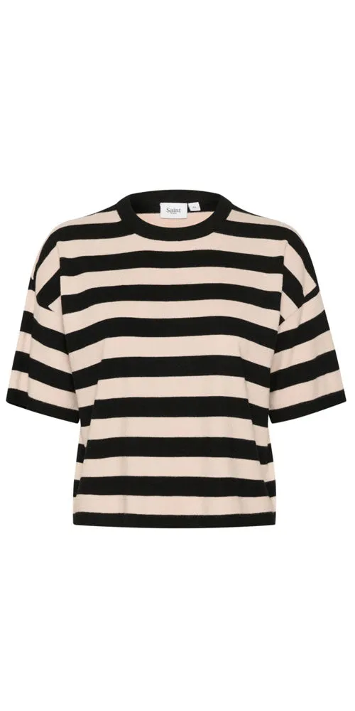 Saint Tropez Striped Pullover, black