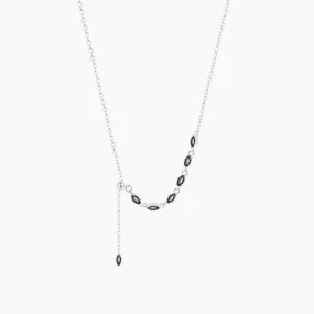 Sterling Silver Black Zirconia Tassel Necklace